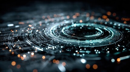 Abstract Circular Data Flow Visualizing Information Networks, Big Data Analysis, and High-Tech Connectivity