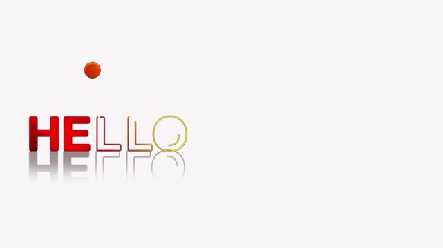  animated jumping or bouncing ball of Hello Autumn text word lettering typography glow neon reveal, Bright letters jump in the inscription theme video,motion seamless loop animation rainbow type on wh