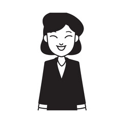 Beautiful Woman in Formal Dress Black and White Illustration Vector Art Design
