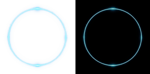 Glowing light round. Transparent PNG. PNG circle line creating a circular frame and round portal.