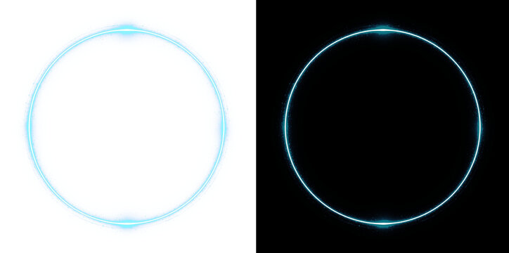 Glowing light round. Transparent PNG. PNG circle line creating a circular frame and round portal.