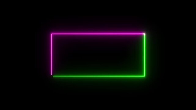 Animation of glowing neon rectangles abstract background