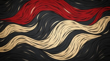Abstract Flowing Waves in Red, Black, and Beige Tones for Design