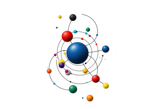 Abstract network of connected dots and lines isolated on transparent background