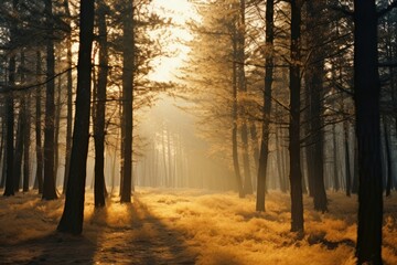 Landscape forest sunlight outdoors.