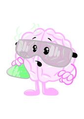 brain chemical cute brain icon character design