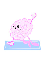 brain do yoga cute brain icon character design