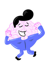 brain dancing cute brain icon character design