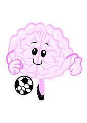 brain playing soccer cute brain icon character design