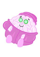 brain relaxing cute brain icon character design