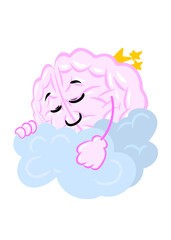 brain hugging cloud cute brain icon character design