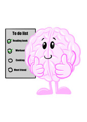 brain to do list  cute brain icon character design
