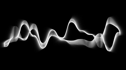 Glowing white audio sound wave, a digital equalizer visualization black background - Powered by Adobe