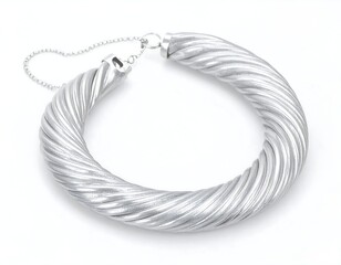 Silver bangle with twisted design