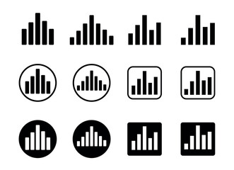 Collection of signal strength and volume icons. set of audio mixer