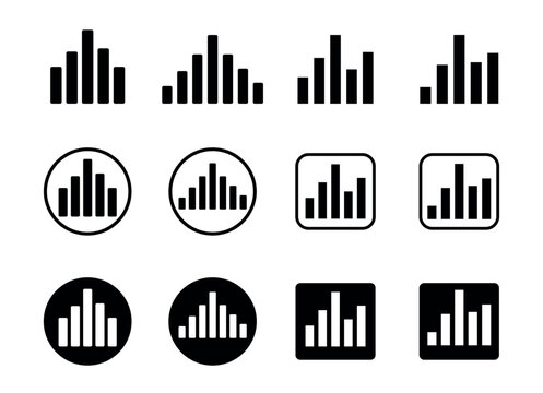 Collection of signal strength and volume icons. set of audio mixer