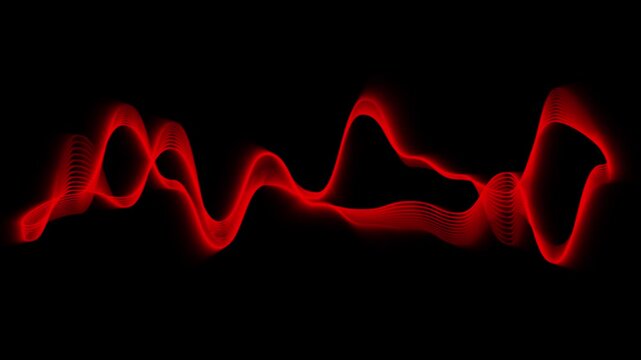Glowing red audio sound wave, a digital equalizer visualization animation background