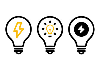 Lightbulb icon set. Light bulb, electricity, energy symbol or label. Vector illustration.icons
