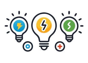 Lightbulb icon set. Light bulb, electricity, energy symbol or label. Vector illustration.icons
