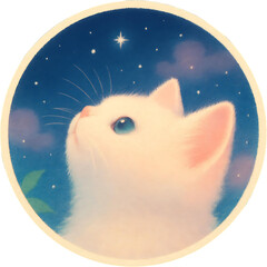 cat under starry night