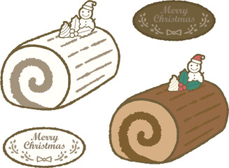 Christmas Roll Cake (B&ucirc;che de No&euml;l) Monochrome and Color Set
