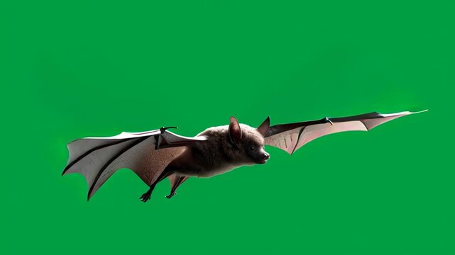Halloween bat flying on a green screen background