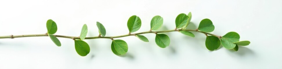 Naklejka premium Simple green eucalyptus sprig on white background Minimalist floral design , space, design, eucalyptus