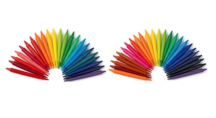 Rainbow Crayons Set of Two, Colorful Art Supplies.