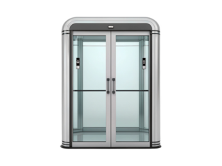 Elevator with closed doors isolated on transparent background