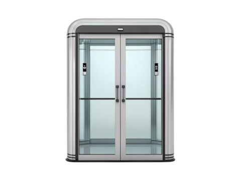 Elevator with closed doors isolated on transparent background