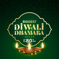 Diwali Sale Label Design Template Vector Layered illustration. Diwali Dhamaka Sale Special Offer Discount Poster Design. Diwali Holiday Sale label Design vector.