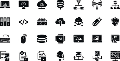 Vector art of collection of technology and computer icons