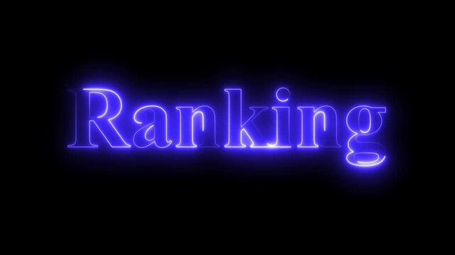 Watch now neon text animation. A neon sign spells out RANKING against a dark textured background. - Powered by Adobe