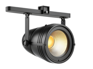 Black track spotlight isolated on transparent background