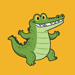 Obraz premium Vector crocodile cartoon smiling, 2D flat illustration