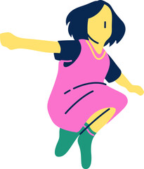 Stylized cartoon girl illustration full of youthful energy and bright colours