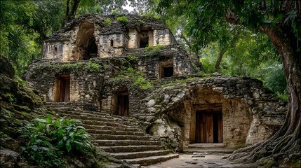 Naklejka premium Explore the ancient mayan ruins of yucatan peninsula in guatemala central america travel destination