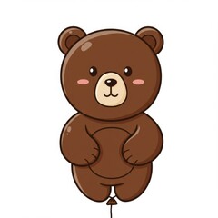Fototapeta premium Brown Cartoon Bear Balloon Illustration