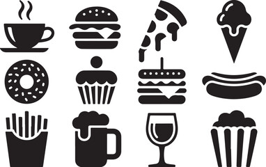 Icon set for delicious food and drink items