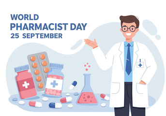 Let's celebrate world pharmacist day, vector illustration