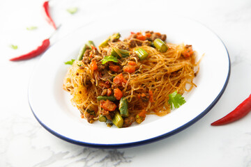 Glass noodles with meat and vegetables