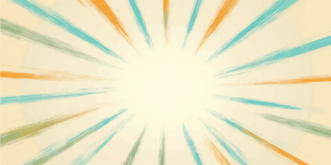 An orange and yellow vector illustration of a bright sunburst pattern with a radial beam design creates an abstract background wallpaper
