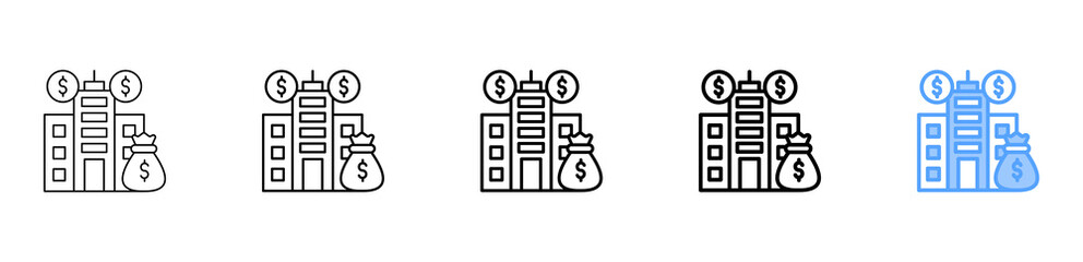Company Finance Icon Different Style Outline Collection Set 
