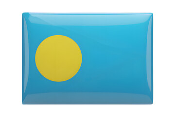 Vibrant Palau flag emblem with glossy finish, perfect for national pride and international representation projects