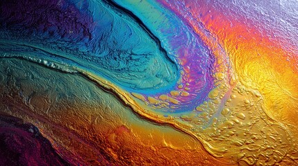 Swirling iridescent fluid texture with vibrant gradients and organic forms