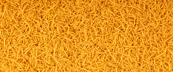 Aloo bhujia indian snack isolated. Crispy potato and chickpea flour strips, alu bhujiya sev