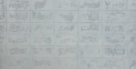 Old white brick fence, peeling paint, discolored paint, stains, house wall, roadside fence, brick...