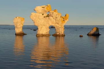 sunrise at the limestone formation park in Gotland