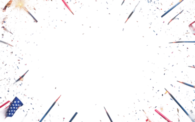 Independence Day banner created from realistic July Fourth scene showcasing national pride fireworks and celebration concept in visual design isolated on transparent background PNG