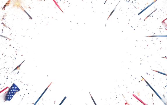 Independence Day banner created from realistic July Fourth scene showcasing national pride fireworks and celebration concept in visual design isolated on transparent background PNG